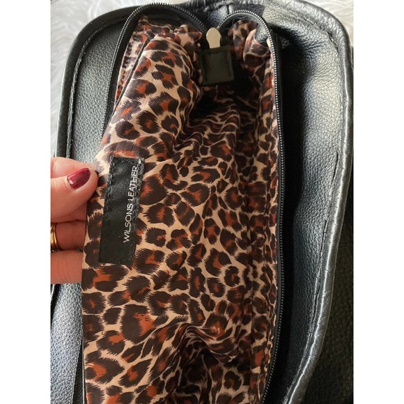 Wilsons Leather PELLE Studio Genuine Leather Black Double Handle Handbag New - Picture 6 of 7